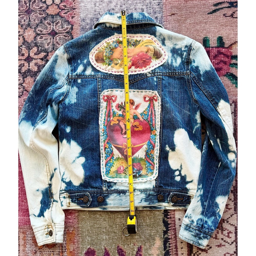 Puppy Love patch & embroidered Jean Jacket MUDD brand size S cottagecore style - Picture 12 of 12